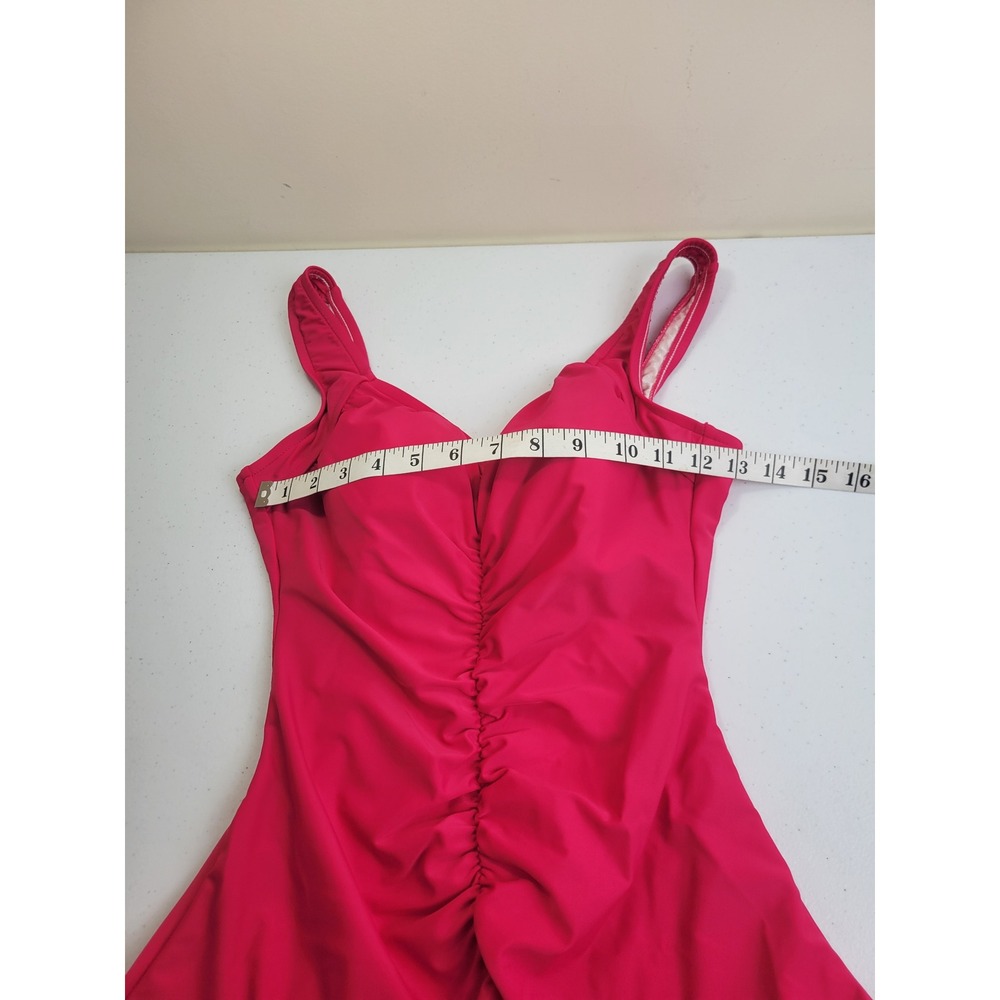 Maxine of Hollywood One Piece Swimsuit Swim Size 8 Pink Ruched Tummy‎ Control - Picture 3 of 13